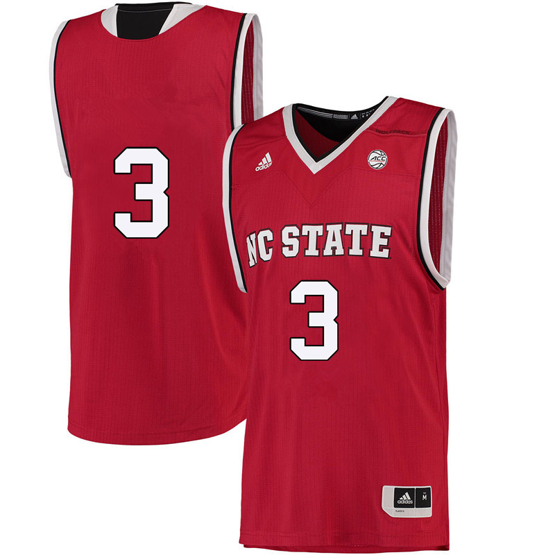 Men #3 Miah Spencer NC State Wolfpack College Basketball Jerseys-Red